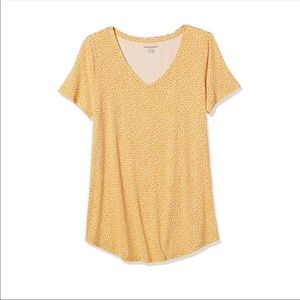 Yellow & White Printed V-neck Top